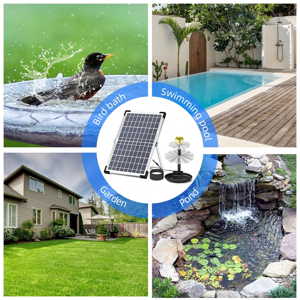 Solar Fountain Pump for Bird Bath with LED Lights Solar Powered Water Fountain Pump for Garden Pond Pool Fish Tank Aquarium Peaceful Pleasures Health and Wellness