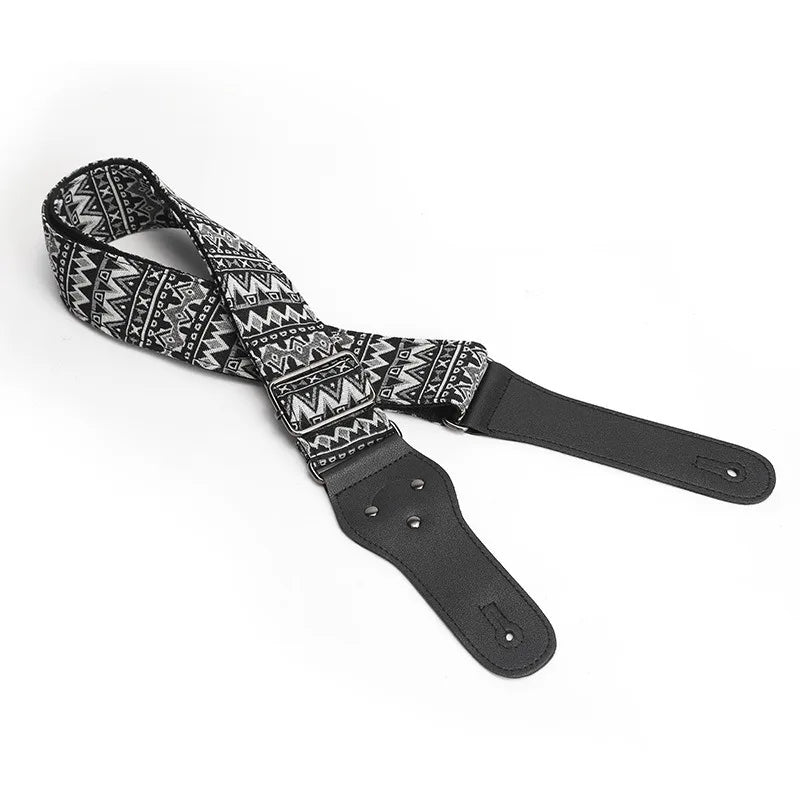 P&p Boho Embroidered Guitar Strap Cotton Adjustable Acoustic Electric