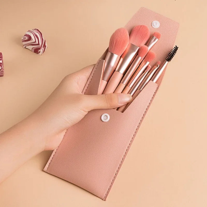8-Piece Mini Macaron Soft Makeup Brush Set | Beginner Kit