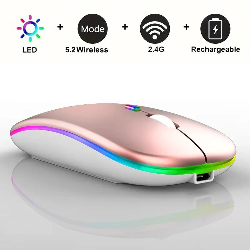 Wireless Mouse Gaming Mouse Backlight USB Compatible RGB Rechargeable Mice Silent Backlit Ergonomic Gaming Mouse for Laptop PC Peaceful Pleasures Health and Wellness Charging-Pink