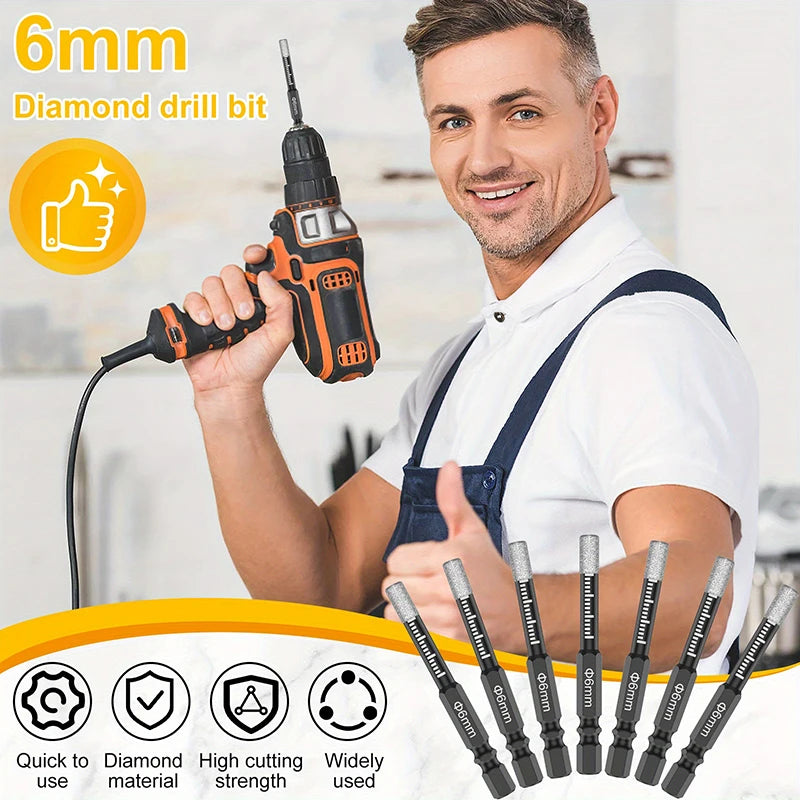 New 6/8/10/12mm Heavy-Duty Diamond Drill Bit Set Vacuum Brazed Hex Diamete for Porcelain Granite Marble Tile Drilling Bits Set Peaceful Pleasures Health and Wellness