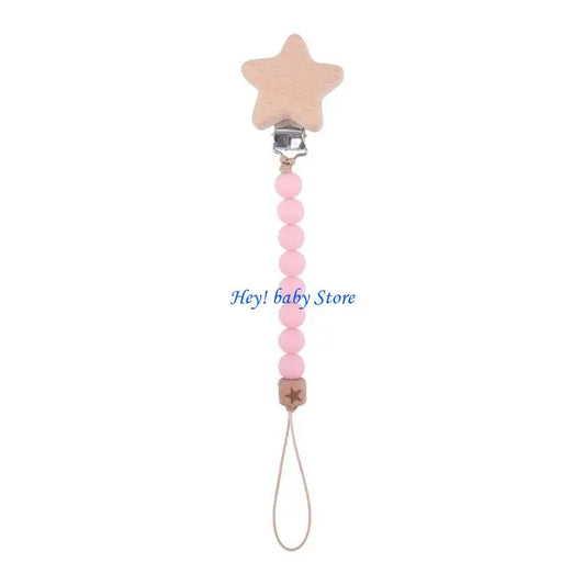 Baby Pacifier Clip Silicone & Beech Wood Teething Toy Chain Pacifier Clip & Teether Peaceful Pleasures Health and Wellness