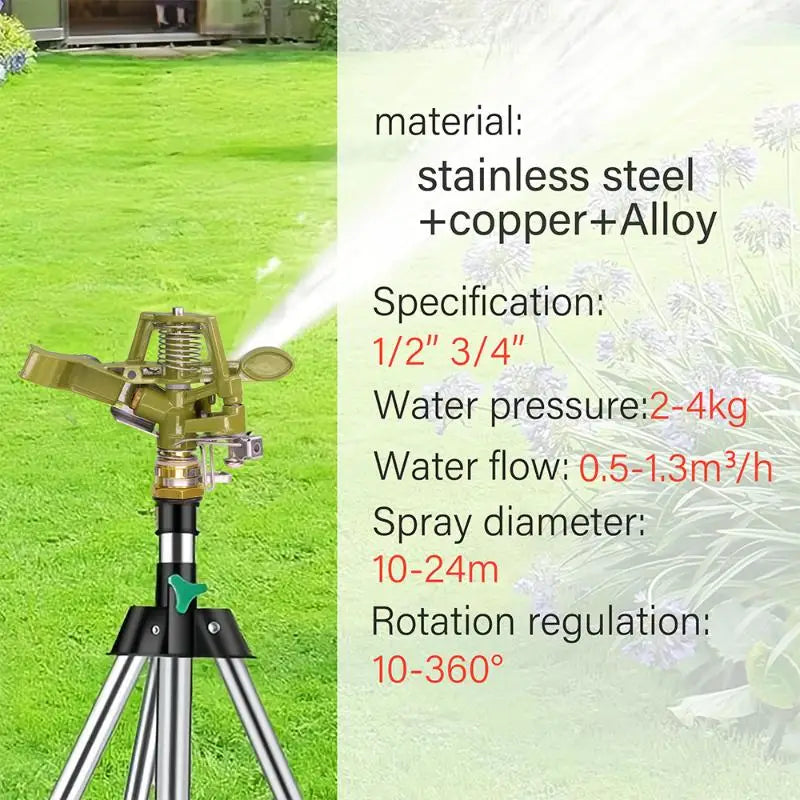 360° Metal Pulsating Lawn Sprinkler – 1/2 & 3/4 Inch Garden