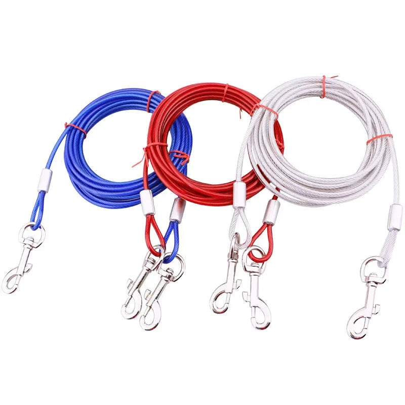 Heavy Duty 3m Dog Tie Out Cable Leash Durable Metal Glue Coated Steel Wire Outdoor Traction Rope Peaceful Pleasures Health and Wellness