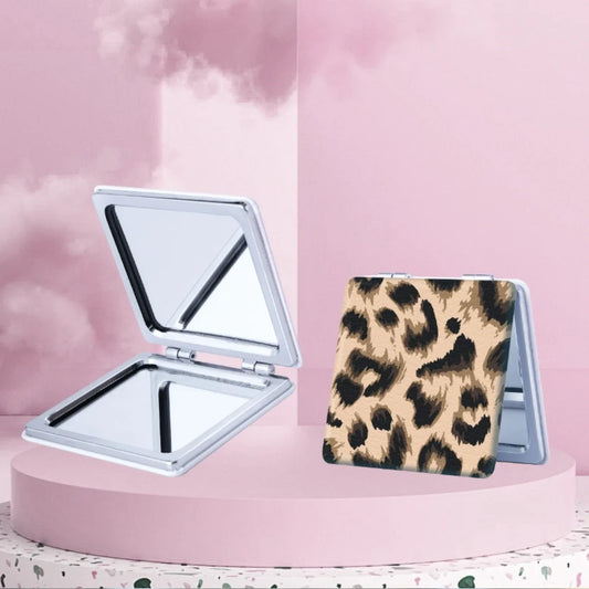 Portable Leopard Print Makeup Mirror Square Folded Double Sided Mirror for Women Girls Dormitory Home Travel Gift Mini Mirror Peaceful Pleasures Health and Wellness