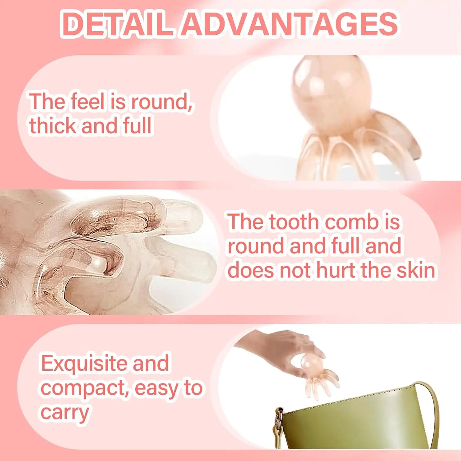Resin Octopus Massage Comb Head Meridian Scraping Scalp Massage Brush Acupuncture SPA GuaSha Massage Comb Fatigue Relief Massage Peaceful Pleasures Health and Wellness
