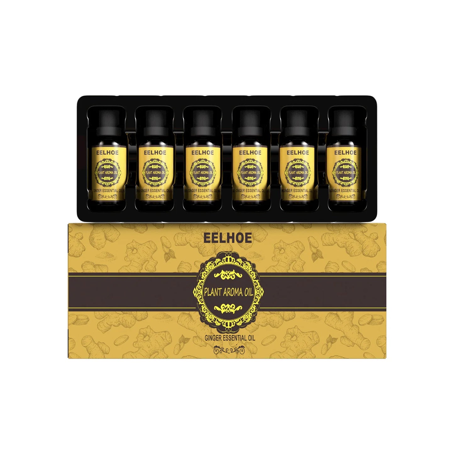 EELHOE Ginger Essential Oil – Slimming & Lymphatic Drainage Massage Oil Essential Oil Peaceful Pleasures Health and Wellness 10mlx6pcs ginger essential oil Ginger
