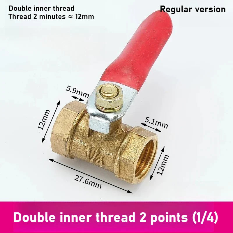 Pneumatic Copper Ball Valve – Red Handle Threaded Female 1/4"
