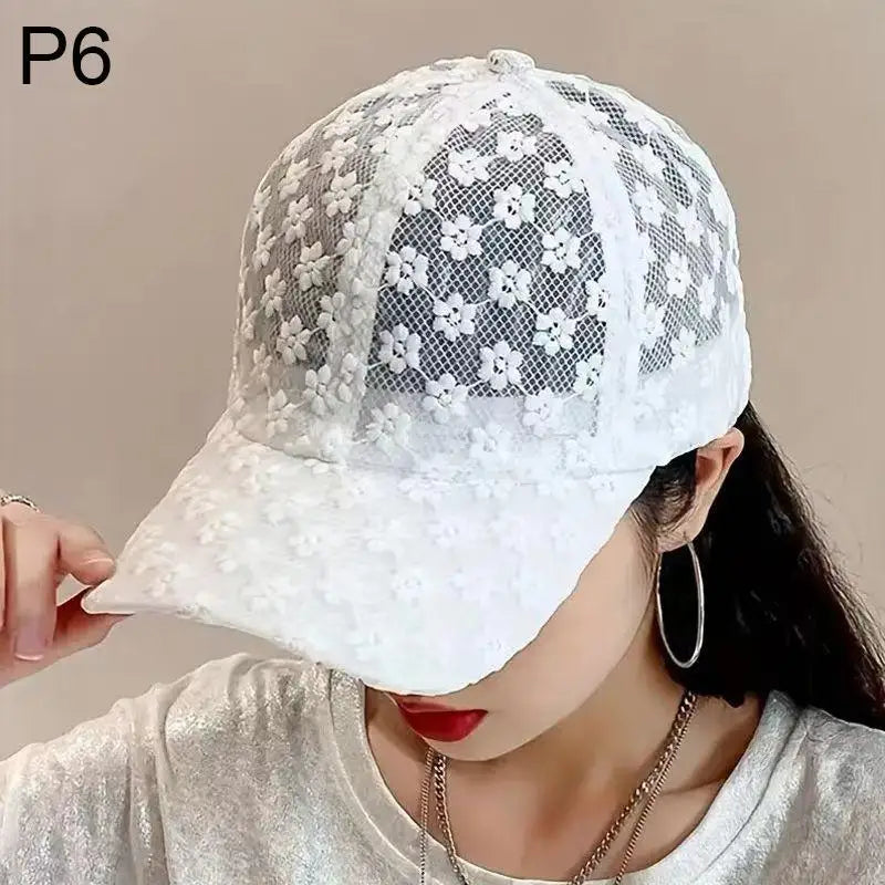 Women's Lace Floral Baseball Cap – Breathable Adjustable Sun Hat