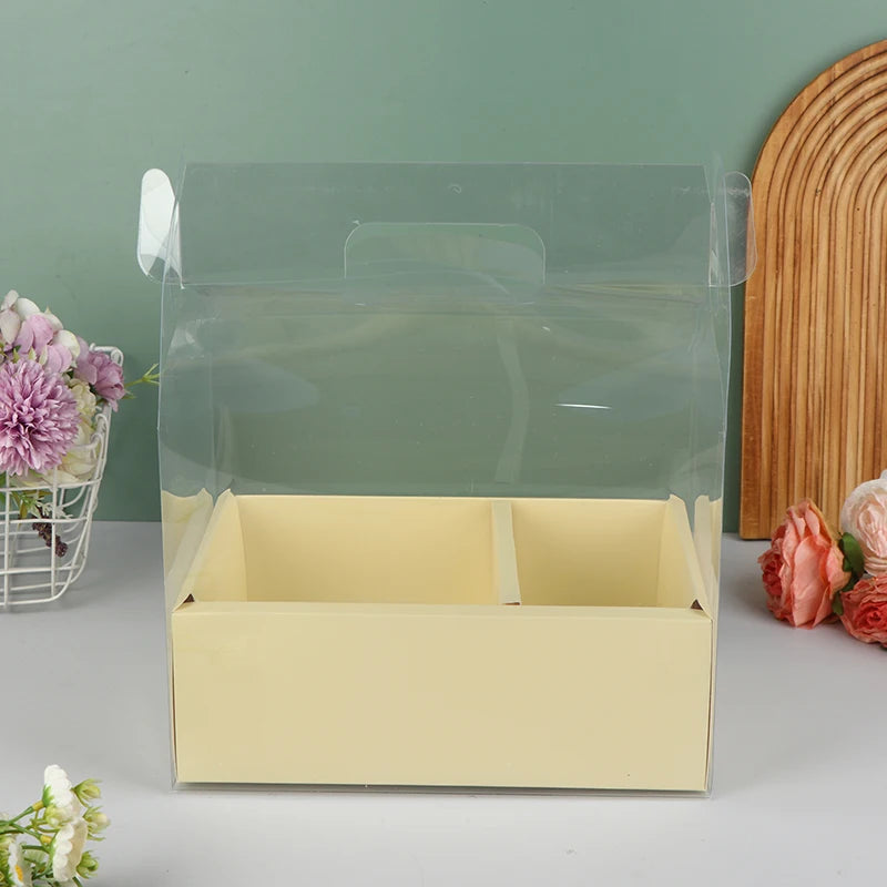 Clear PET Cake & Flower Gift Box with Handle | Party Favor Gift Box Peaceful Pleasures Health and Wellness Other 1 Beige