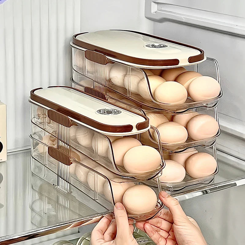 1 Pcs Egg Storage Box Automatic Rolling Refrigerator Egg Rack Storage Hand-held Egg Refrigerator Side Door Storage Rack Peaceful Pleasures Health and Wellness