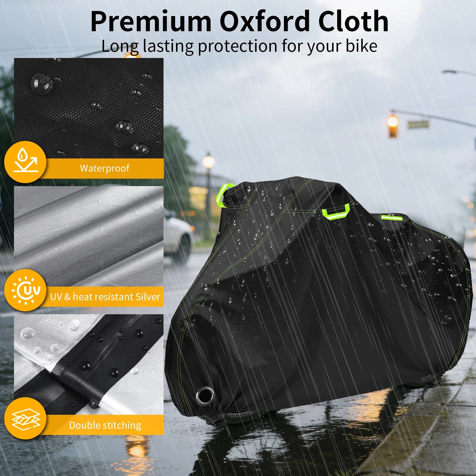 Bike Cover 210D Oxford Outdoor Storage Waterproof Anti-UV Bicycle Cover Tarpaulin with Storage Bag for 1-3 Bikes Rain Protection Peaceful Pleasures Health and Wellness
