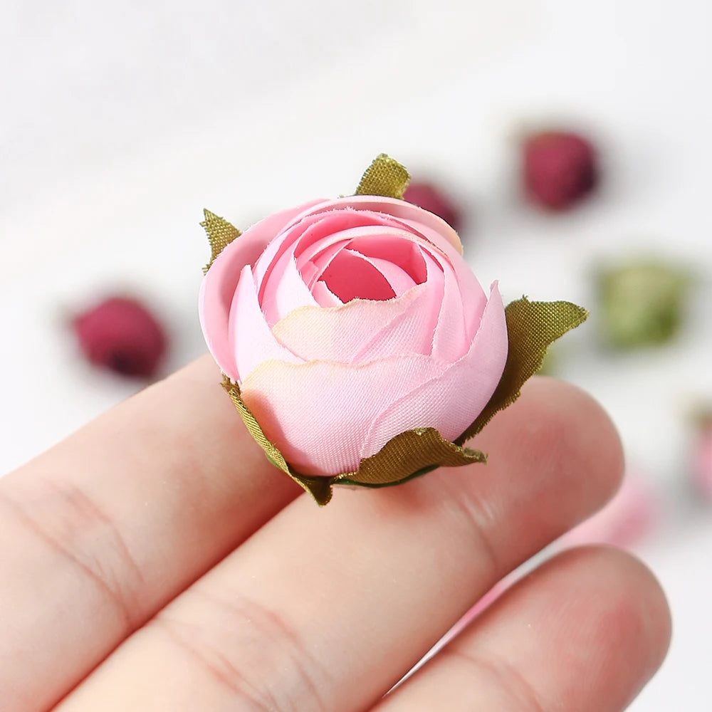 Silk Rose Tea Bud Artificial Flowers 10/20pcs – Wedding DIY Decor
