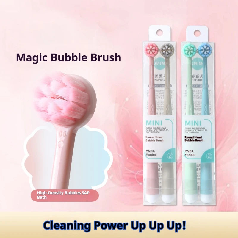 4Pcs Random Color Round Bubble Head Creative Personality Toothbrush Household Couple Family Pack High-Value Cleaning Gum Protection Tooth Care High-End Toothbrush Best Gift for Thanksgiving New Year Birthday Gift Peaceful Pleasures Health and Wellness