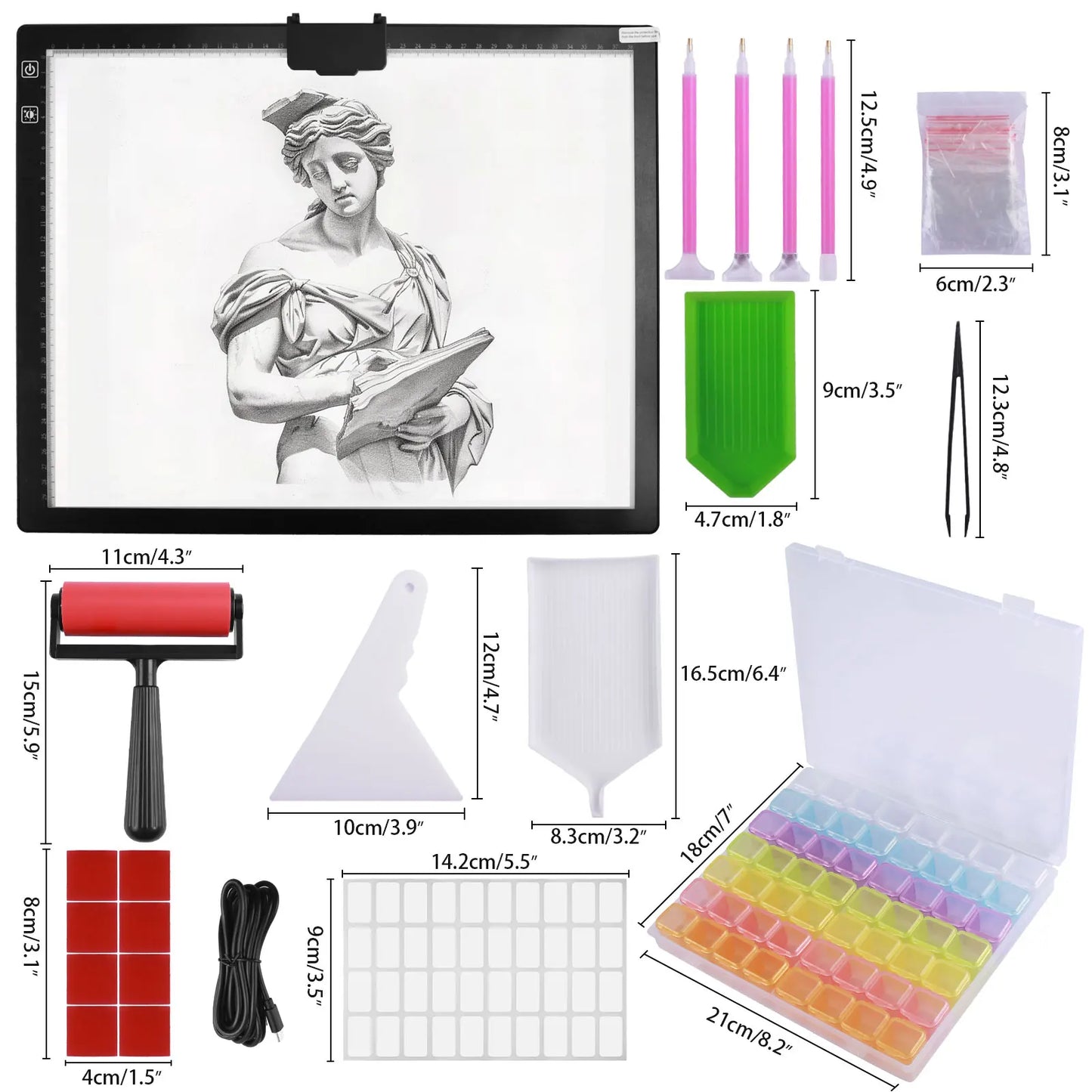 A3 Three Level Dimmable LED Light Pad Drawing Board with Adjustable Stand Eye Protection Easier for Diamond Painting Sketching Peaceful Pleasures Health and Wellness