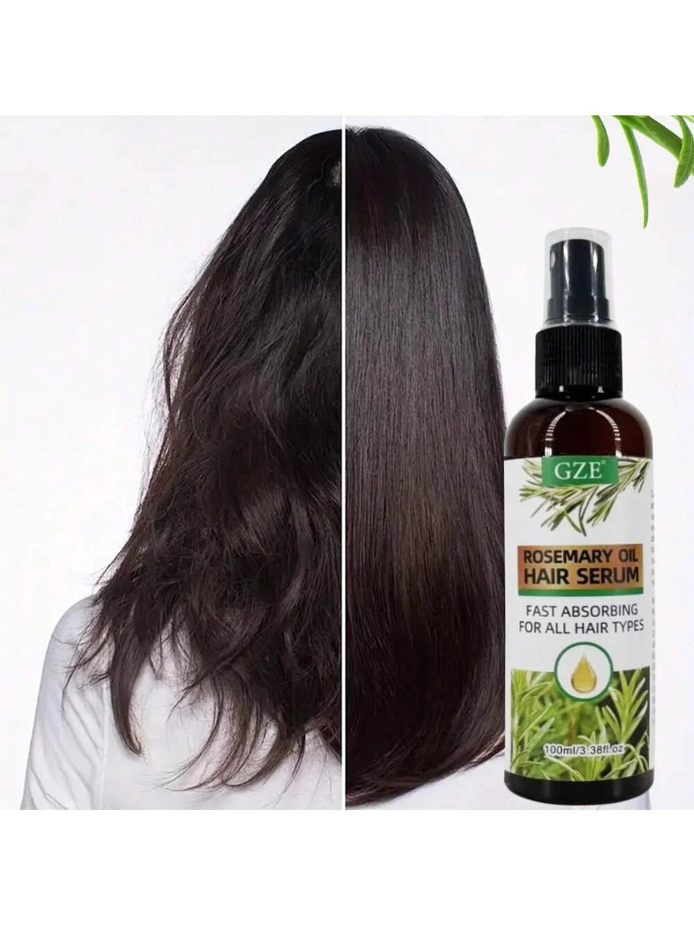 GZE Rosemary Oil Hair Serum Mist – Heat Protection & Repair Hair Serum Mist Peaceful Pleasures Health and Wellness