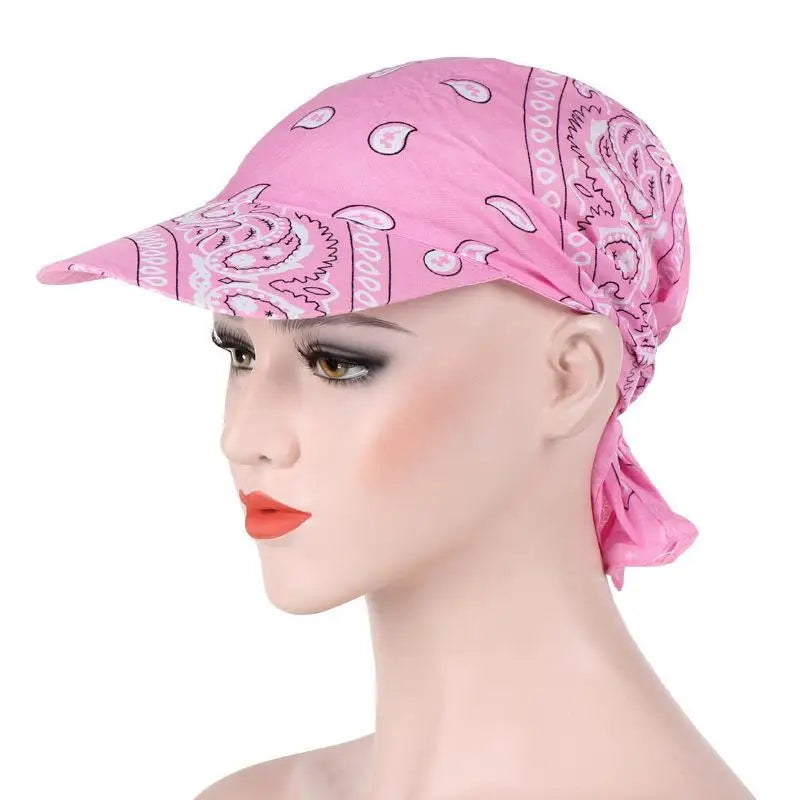 Women's Wide Brim Paisley Bandana Sun Hat | UV Brim Cap