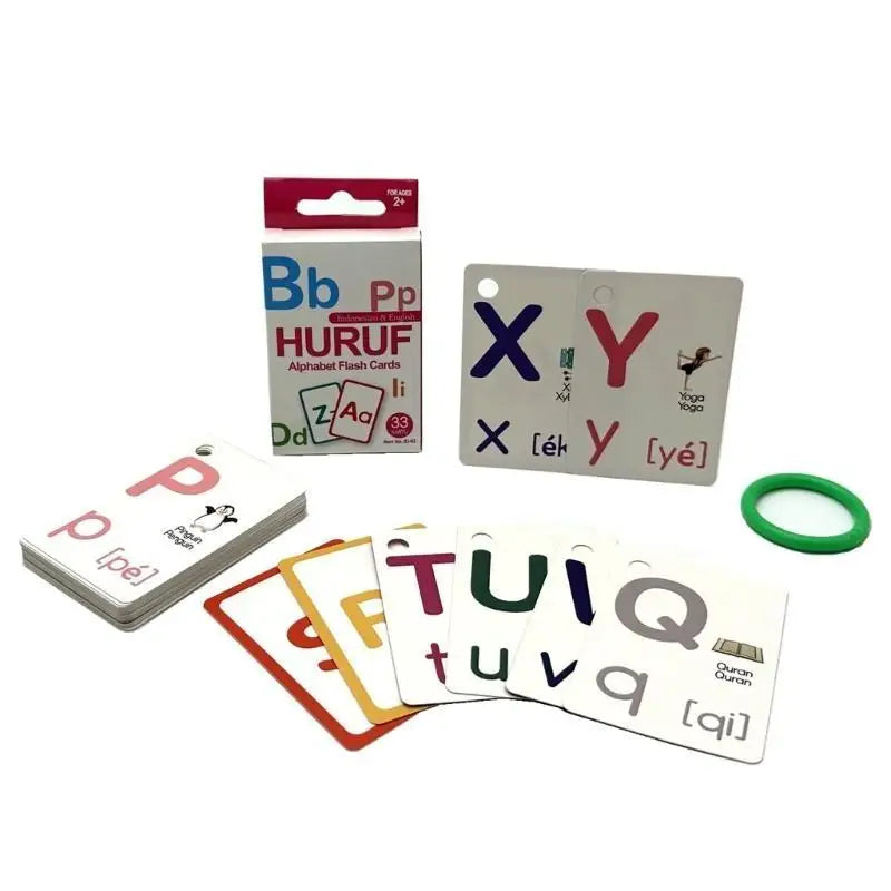 33-Piece Indonesian & English Bilingual Flashcards for Kids