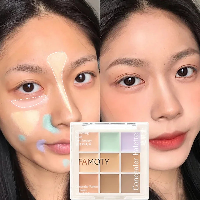 9-Color Concealer Palette – Waterproof Full Coverage Cream