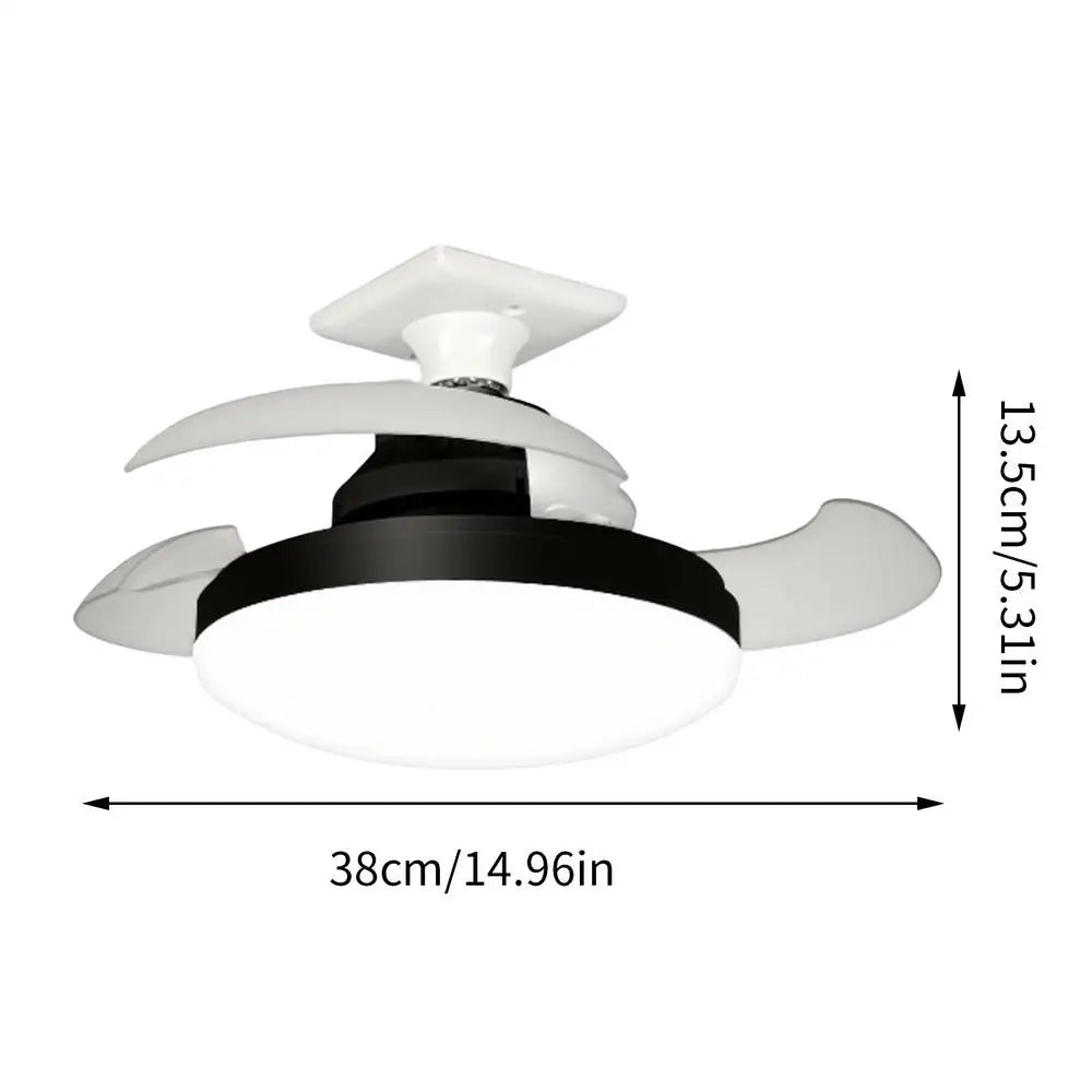 Ceiling Fan Lighting Home Quiet Invisible Fan Light Retractable LED Ceiling Fan With Lights Remote Dimmable Home Accessories Peaceful Pleasures Health and Wellness Black