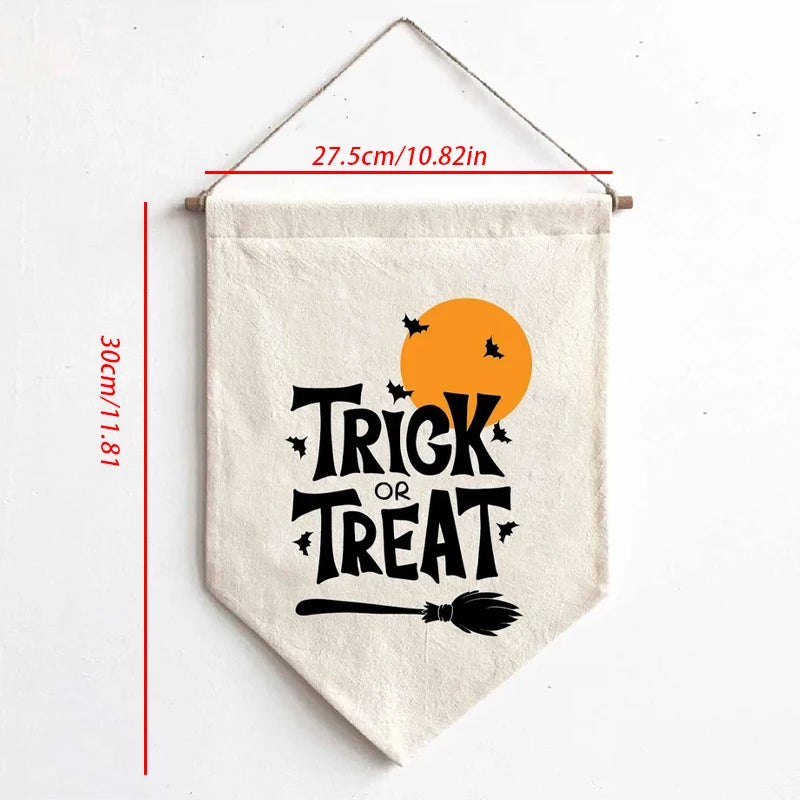 Trick or Treat Halloween Canvas Banner Wall Hanging Décor Halloween Wall Banner Peaceful Pleasures Health and Wellness