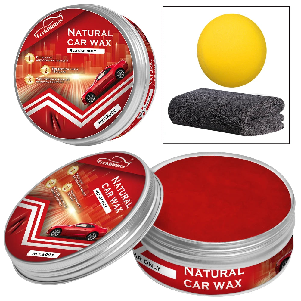 Red Color Car Wax Crystal Plating Set Hard Auto Wax Paint Care Coating Tiny Scratch Repair Car Polisher with Sponge Peaceful Pleasures Health and Wellness For red car