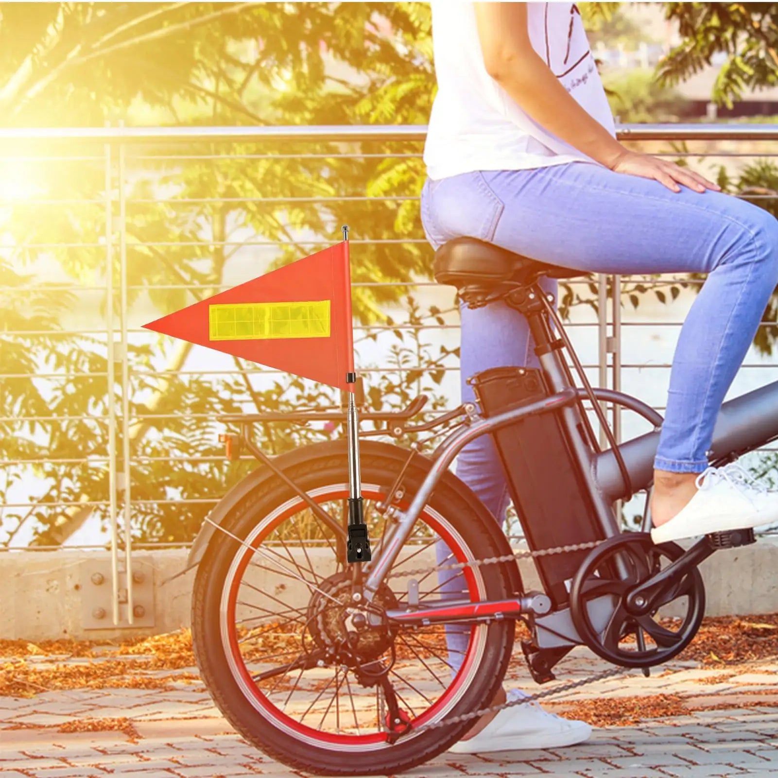 Reflective Bike Safety Flag Set with Telescopic Pole Bike Safety Flag Peaceful Pleasures Health and Wellness