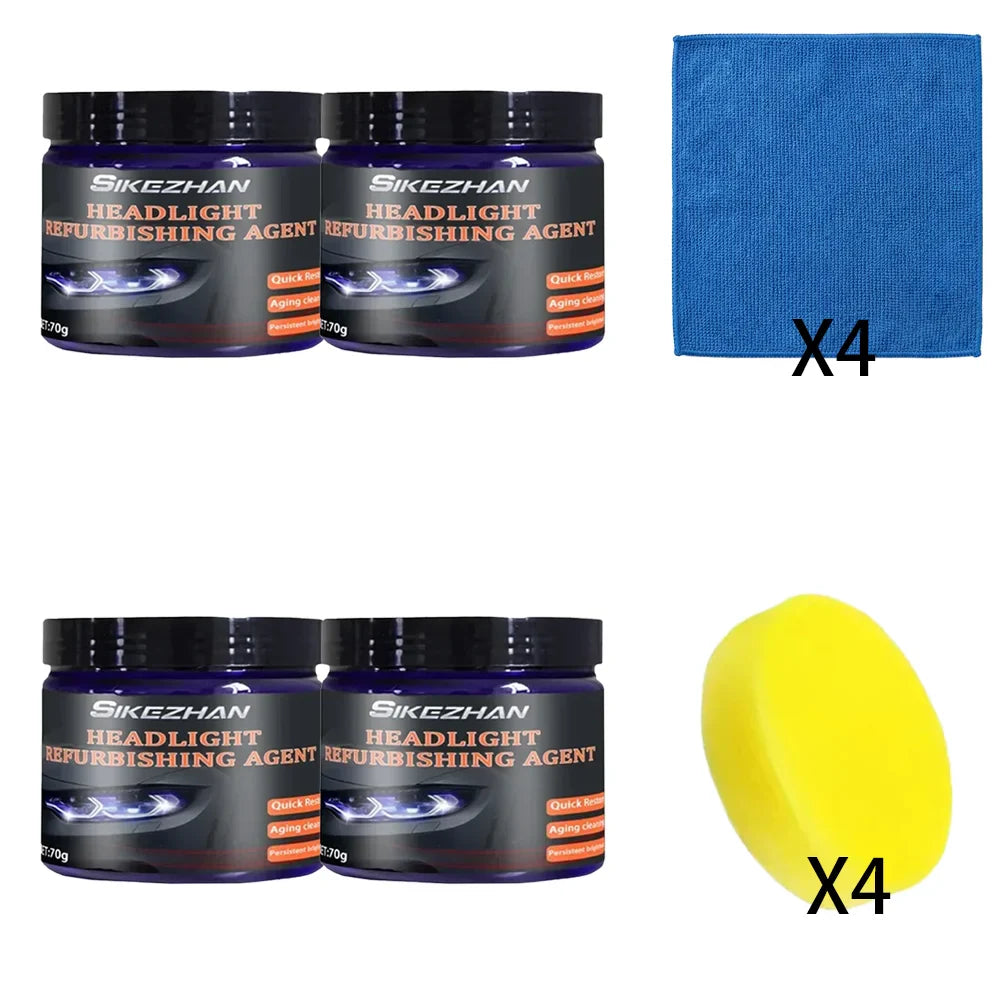 Headlight Polishing Kit – Compound, Sponge & Cloth | Restores Clarity