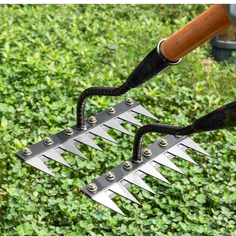 5–8 Teeth Carbon Steel Garden Rake – Detachable Multifunctional