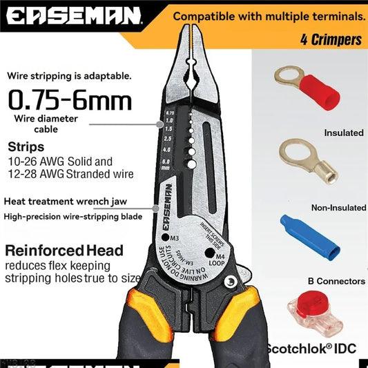 EASEMAN Wire Stripper & Cutter Pliers | Carbon Steel Multi-Tool Wire Stripper Pliers Peaceful Pleasures Health and Wellness