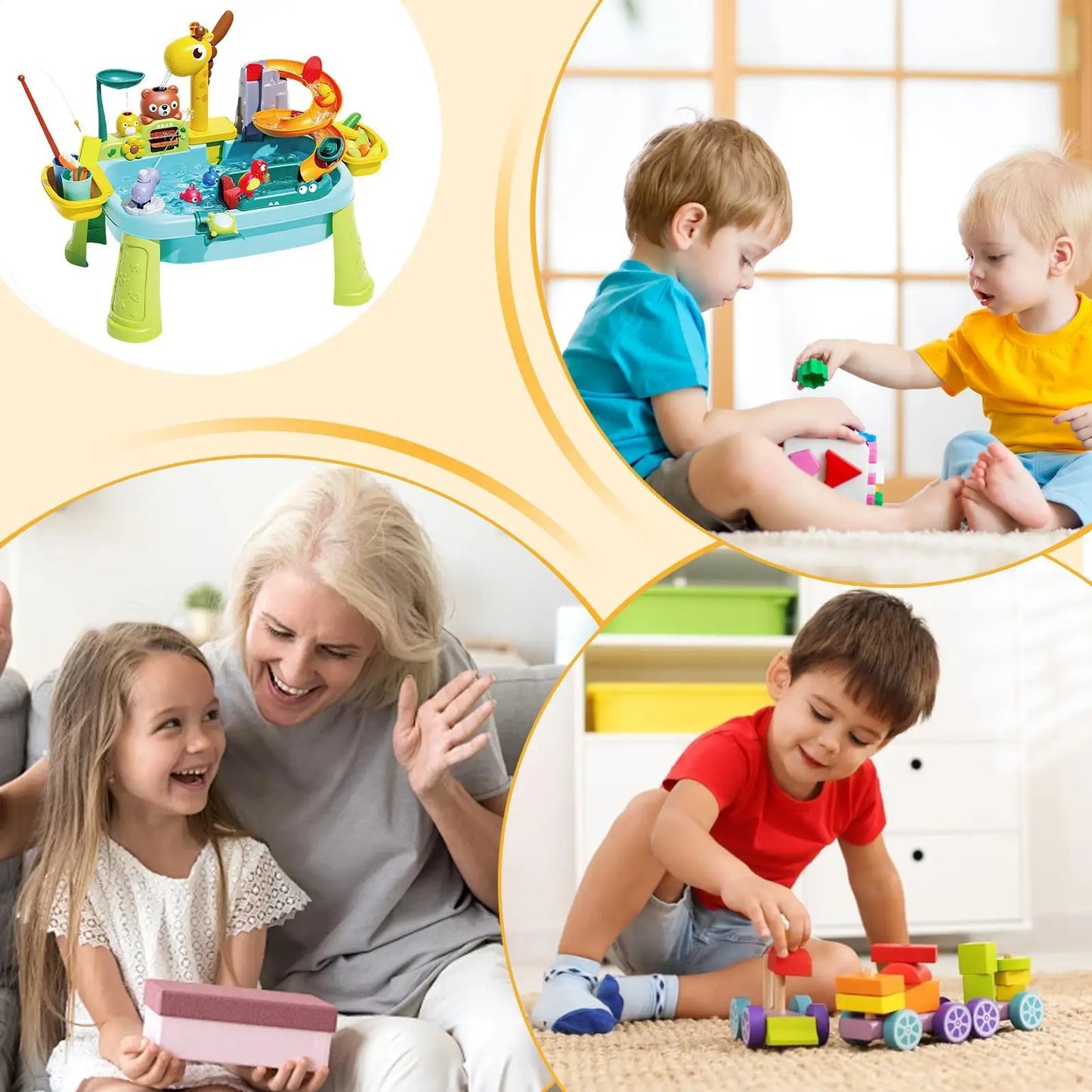 Toddler Water Table 4-in-1 Kitchen Sink & Fishing Game Toy