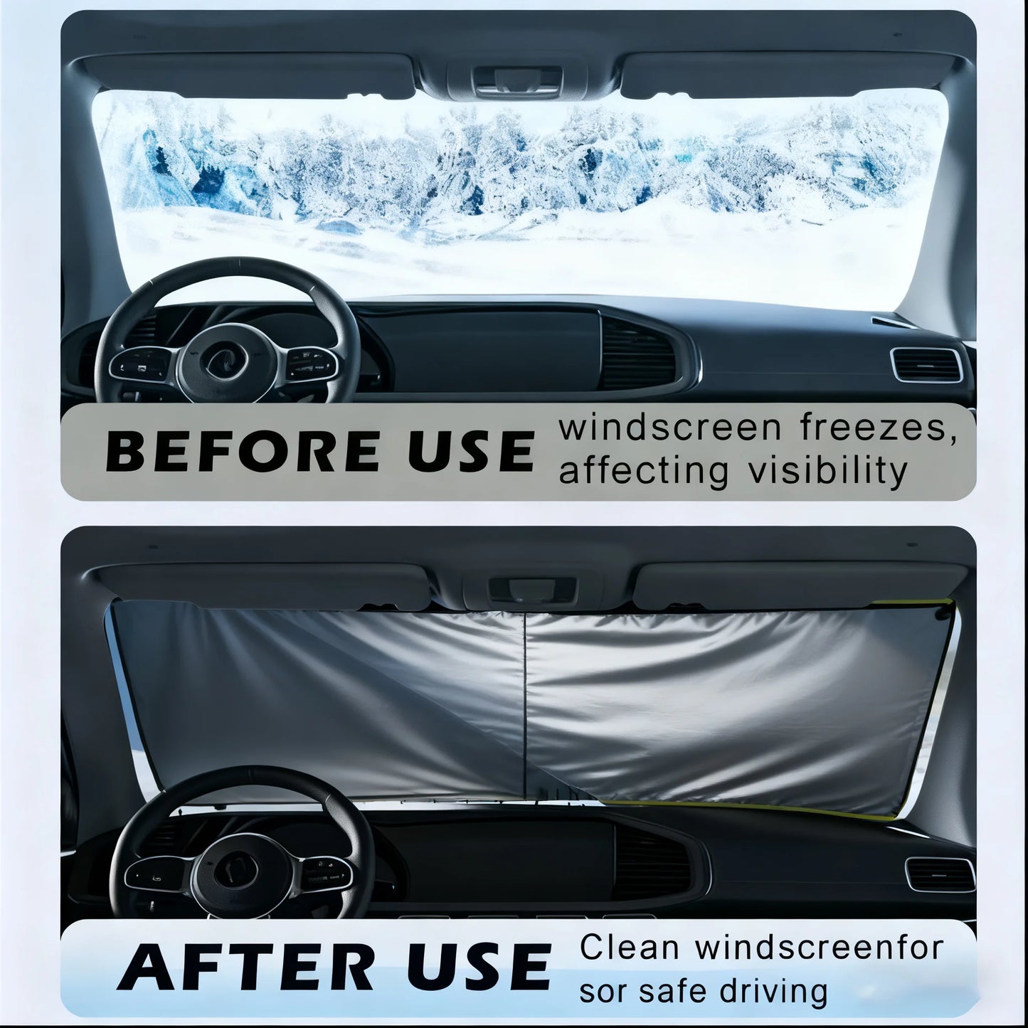 Magnetic Car Windshield Sunshade & Snow Cover, All Season UV & Ice Protection, Frost Guard & Sun Blocker for Most Vehicles Peaceful Pleasures Health and Wellness