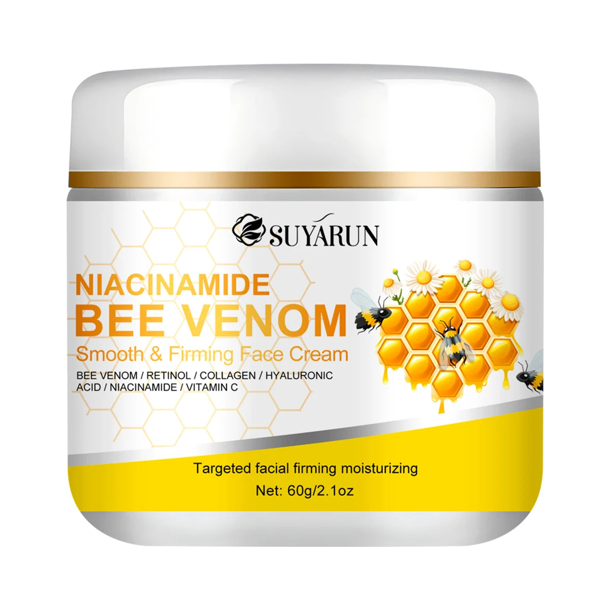 SUYARUN Niacinamide & Bee Venom Face Cream - Anti-Aging Brightening Moisturizer, Tightening Skin Care for Women & Men. Peaceful Pleasures Health and Wellness 60g