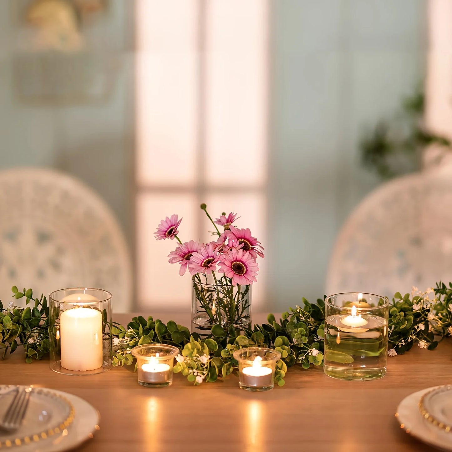 2pc Small Clear Acrylic Cylinder Vases & Candle Holders – Floating Candle Centerpiece for Christmas, Wedding & Flower Decor