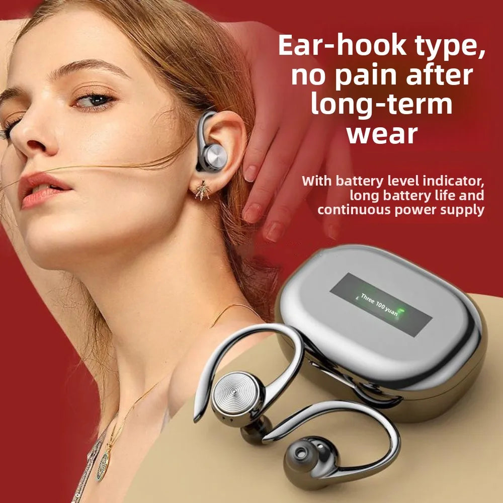 Hook-on Wireless Bluetooth Earphone Stereo Digital Display Wireless Earphones Noise Canceling HiFi Bluetooth Headset Peaceful Pleasures Health and Wellness