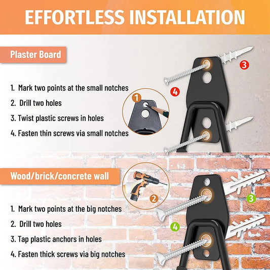 A36T-Garage Hooks Heavy Duty 4PC, Garage Storage Hooks, Wall Mount Garage Hanging Hooks For Bike, Ladder, Bulky Items Peaceful Pleasures Health and Wellness Black