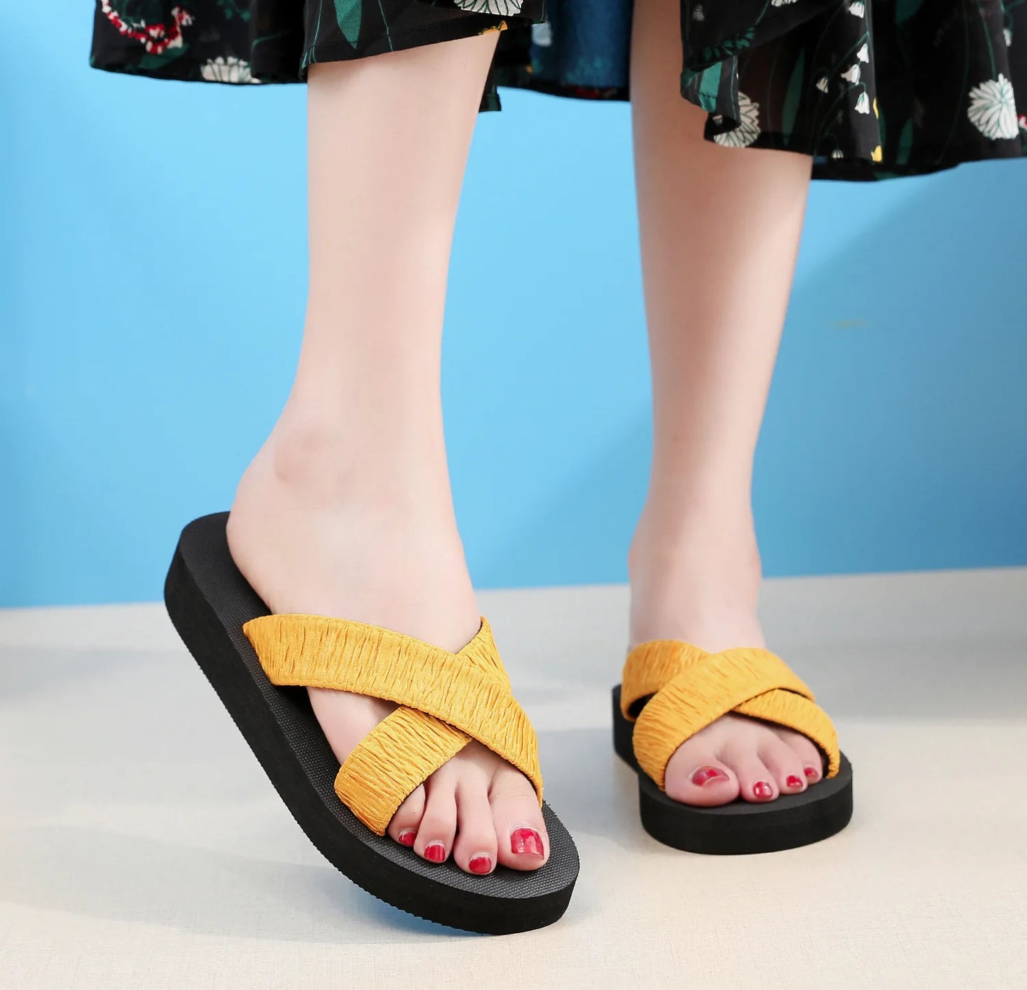 Women's Bohemian Flat Flip-Flops – Non-Slip EVA Sandal Slides