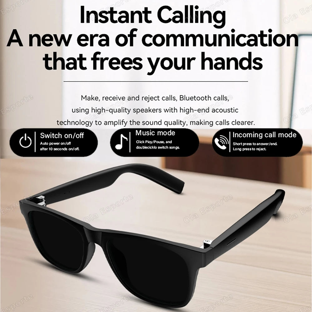 2026 New Men's Smart Glasses Women's Wireless Bluetooth Call Glasses Voice Call Control Music UV Polarized Waterproof Sunglasses Peaceful Pleasures Health and Wellness