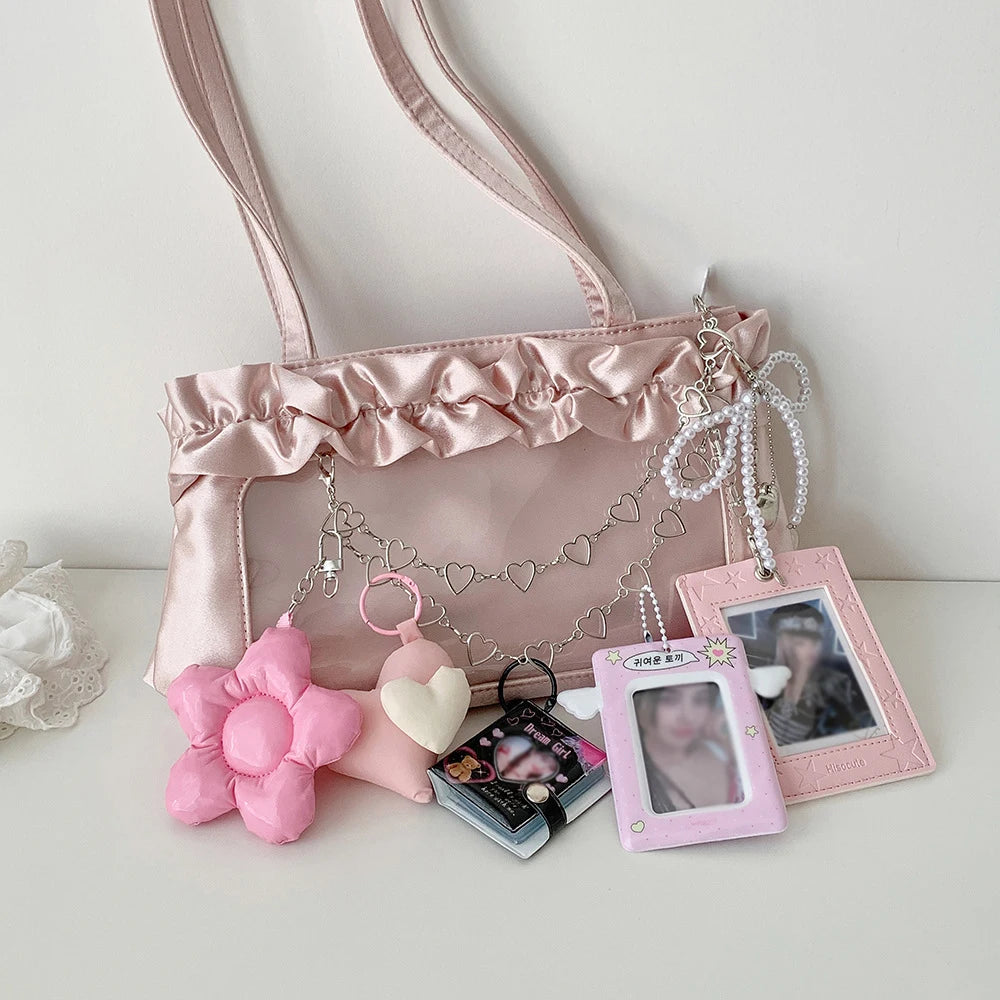 Sweet Cool Double Layered Love Chain Bag Buckle Student DIY Star