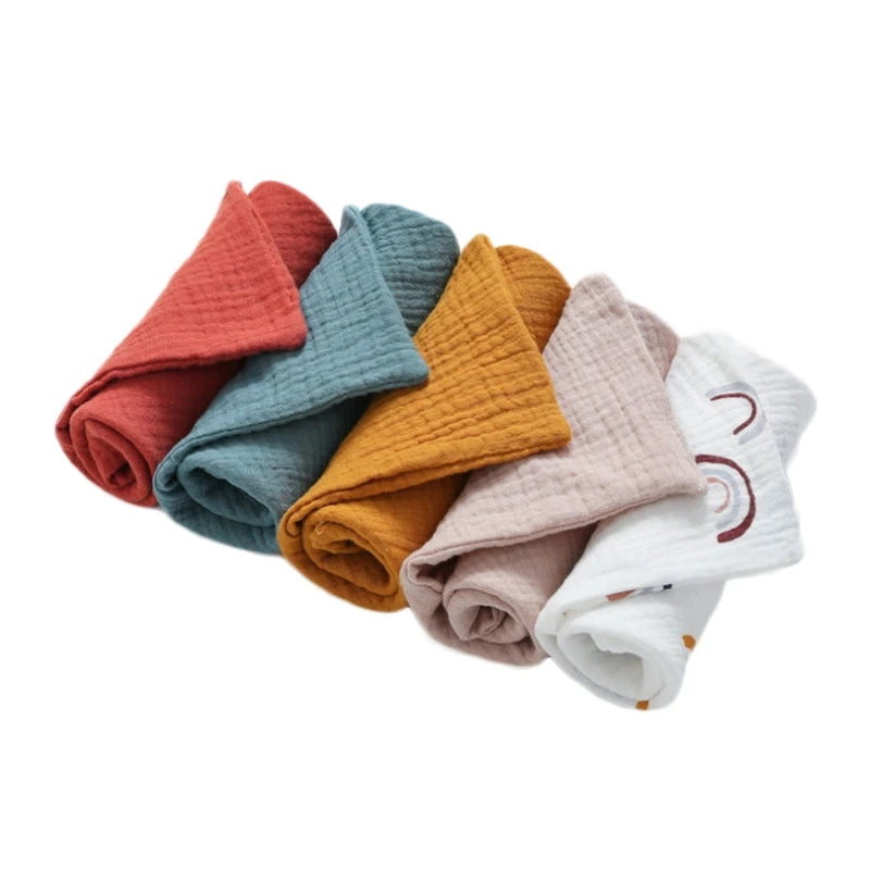 5-Pack Baby Cotton Washcloths – Soft Muslin Bibs & Face Wipes