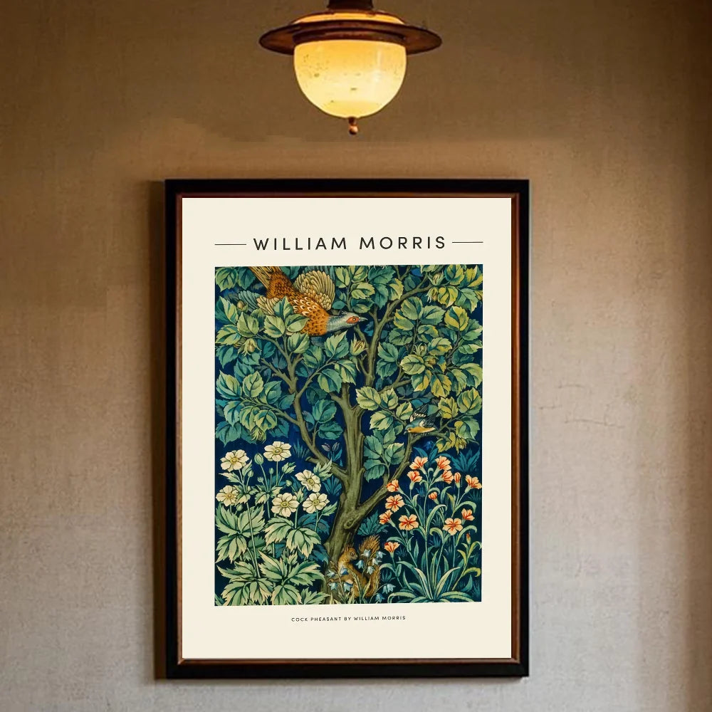 William Morris Animals & Flowers Wall Poster | HD PVC Art Decorative Wall Poster Peaceful Pleasures Health and Wellness