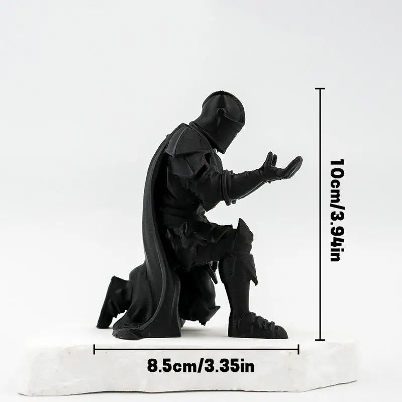 Kneeling Knight Pen Holder | Armored Knight Desk Organizer