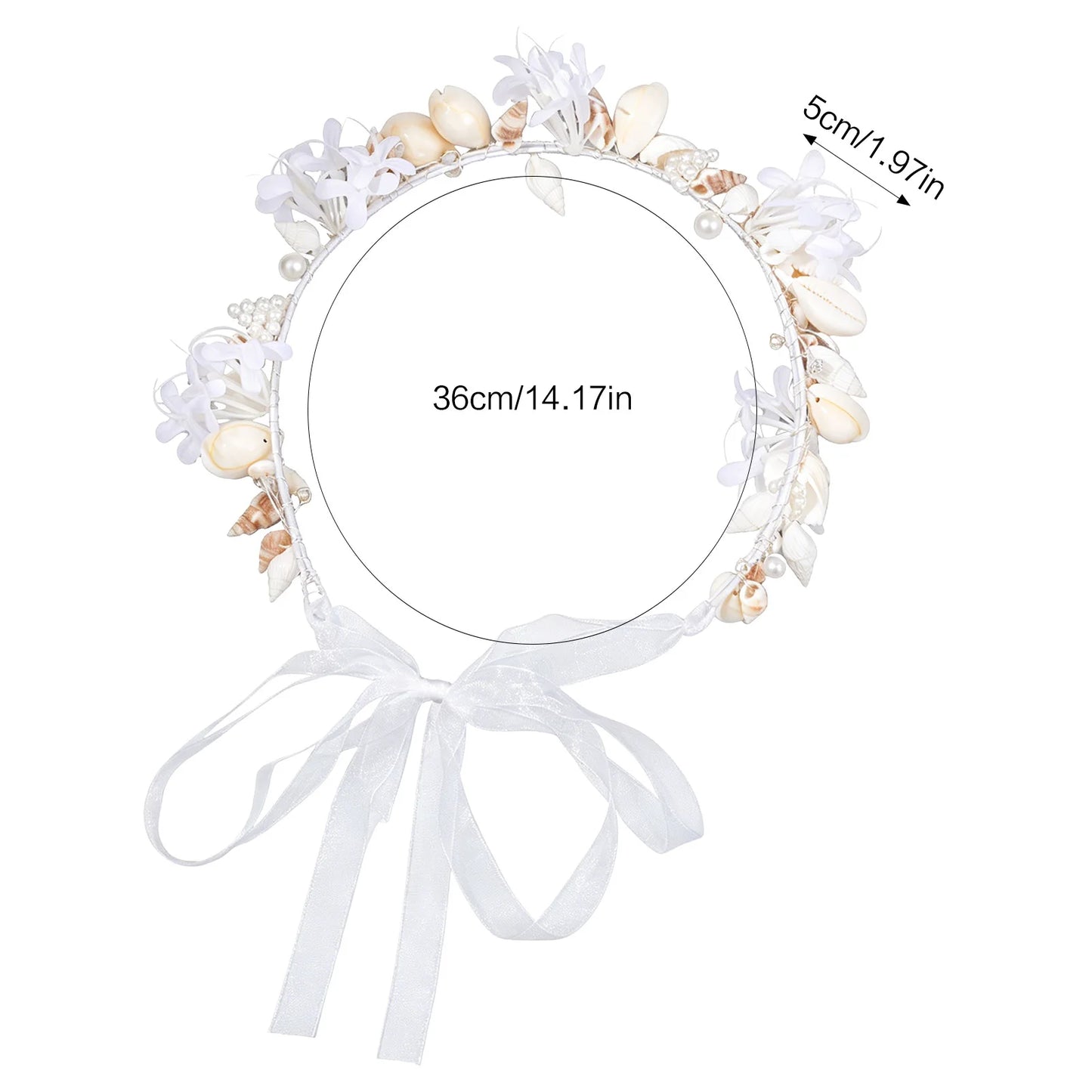 Shell-Flower Hairband for Women Hand-made Bridal Headpiece with Natural Seashell Peaceful Pleasures Health and Wellness