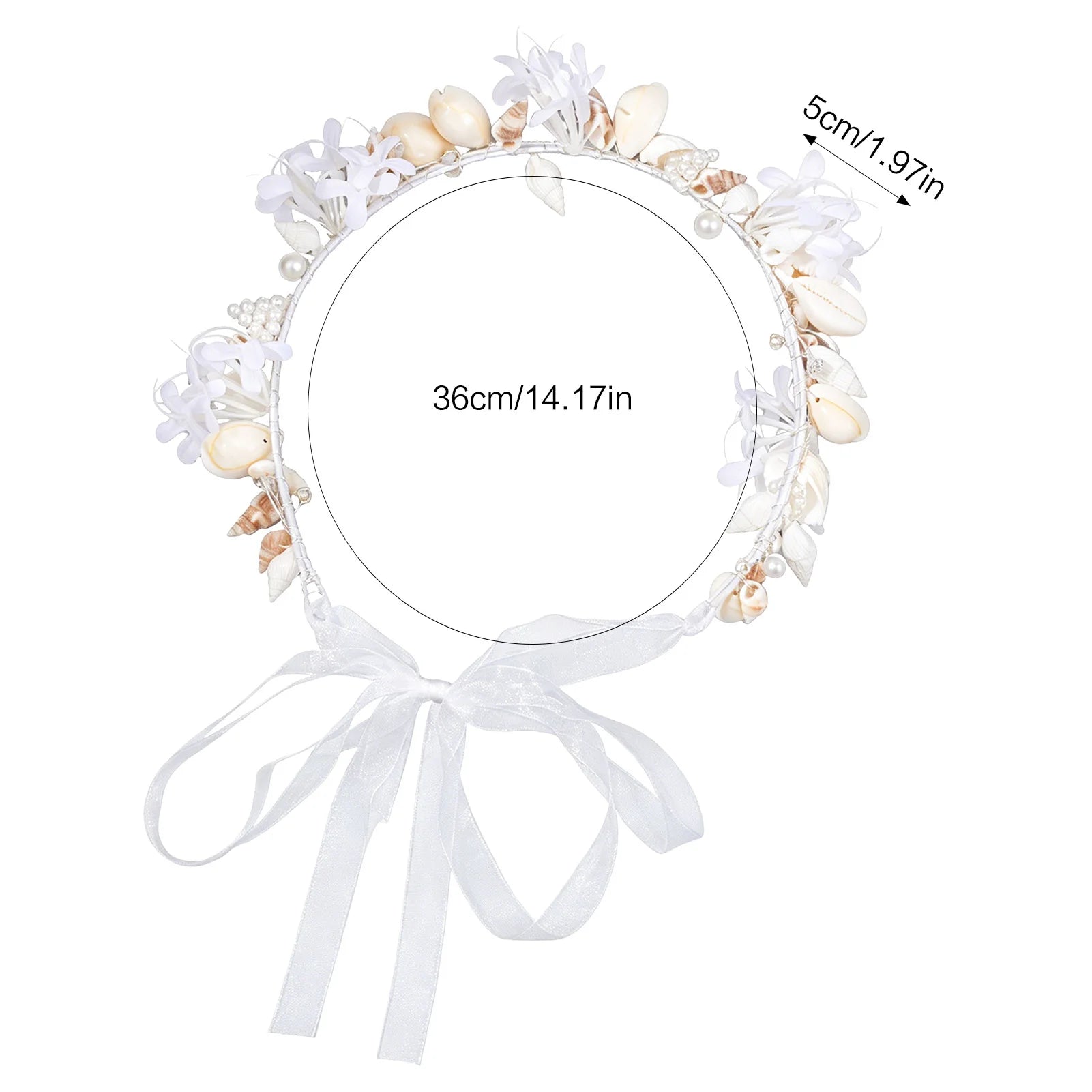 Shell-Flower Hairband for Women Hand-made Bridal Headpiece with Natural Seashell Peaceful Pleasures Health and Wellness