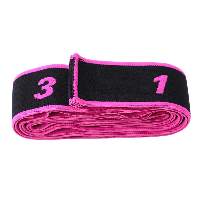 8-Section Digital Display Stretch Belt High Elasticity Yoga Pilates Dance Training Belt Adult Flexibility Exercise Tension Band Peaceful Pleasures Health and Wellness Rose red