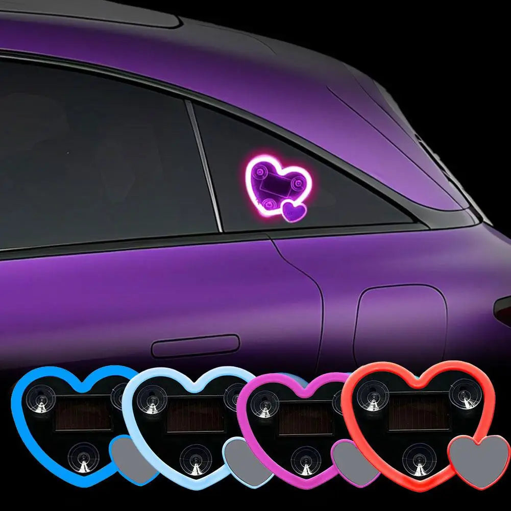 Solar Heart Neon LED Car Interior Light – 5 Modes | Dashboard