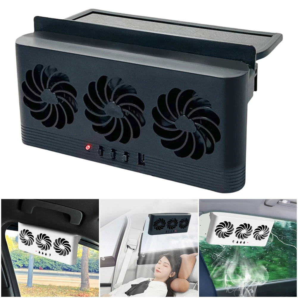 Solar Powered Car Exhaust Fan Eliminate Peculiar Smell Car Radiator Cooling Fan USB Powered Auto Ventilation Fan for All Cars Peaceful Pleasures Health and Wellness