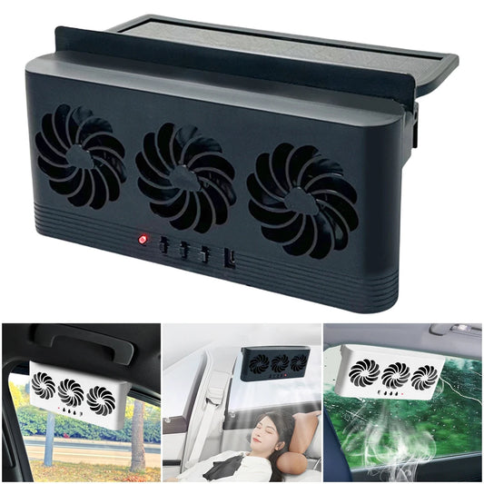 Solar Powered Car Exhaust Fan Eliminate Peculiar Smell Car Radiator Cooling Fan USB Powered Auto Ventilation Fan for All Cars Peaceful Pleasures Health and Wellness