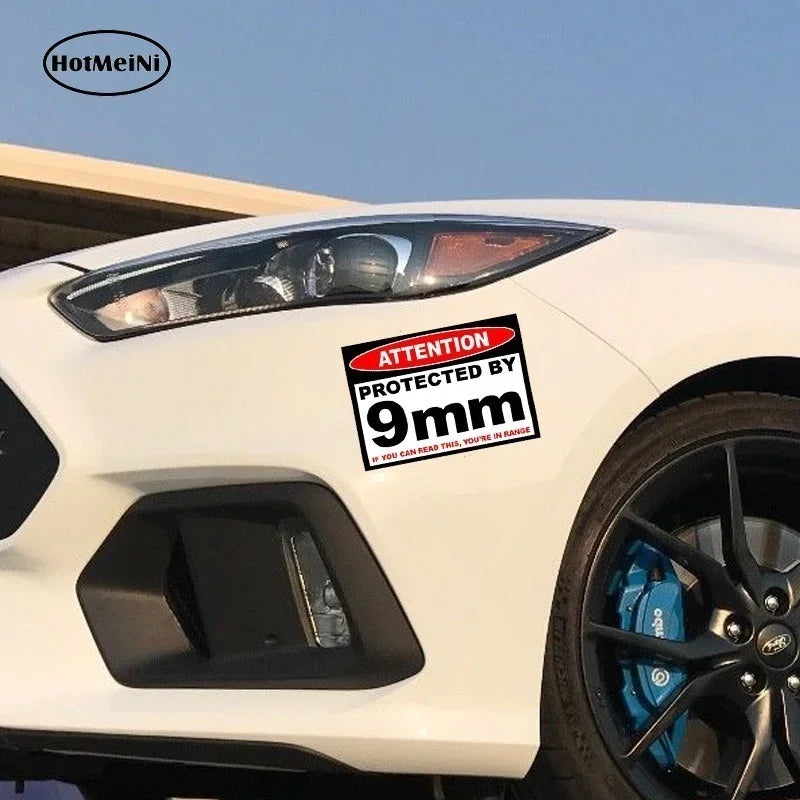 13cm*9.75cm Protected 9 mm Warning Sticker Safe Amendment Car Sticker Peaceful Pleasures Health and Wellness