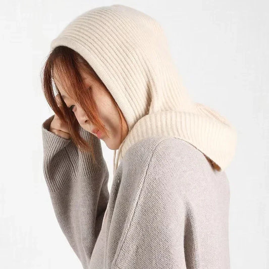 Women's Rabbit Fur Knitted Beanie Hood Hat | Winter Balaclava Winter Beanie Hat Peaceful Pleasures Health and Wellness